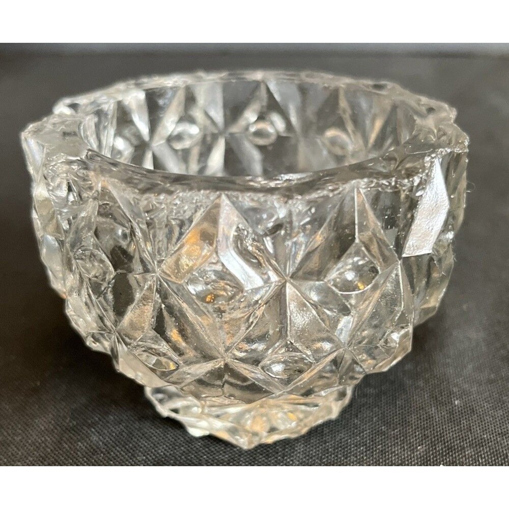 Stunning Antique Flint Glass Master Salt Cellar Flattened Sawtooth Diamonds - Picture 3 of 9